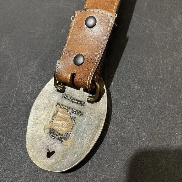 Tony Lama Brass Belt Buckle with Nocona Leather Belt Mens 40 Brown Texas